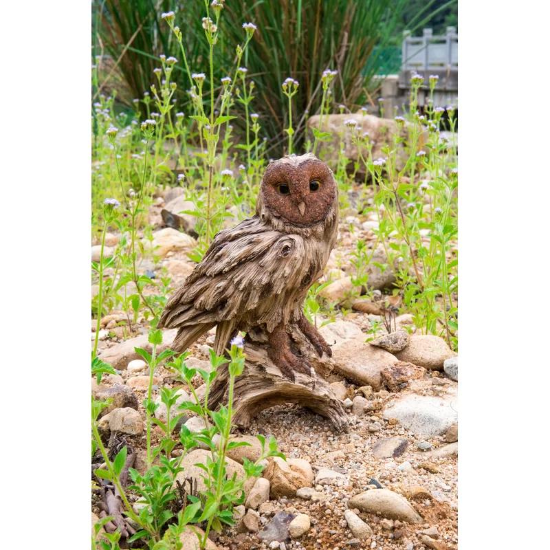 Rustic Driftwood Barn Owl Garden Statue