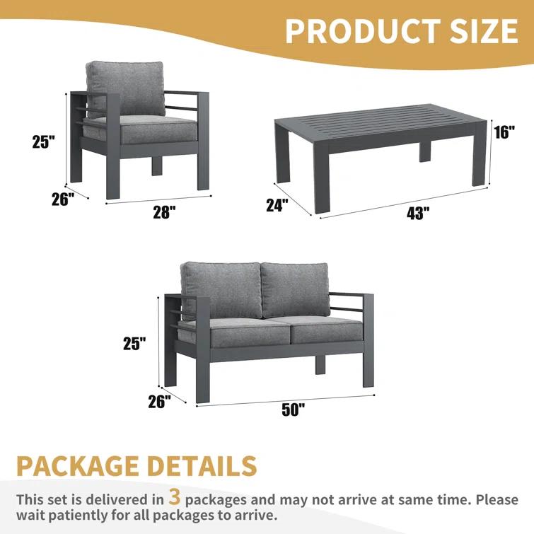 LayinSun Alturas Standalone Product 4 Piece Sofa Seating Group With Cushions