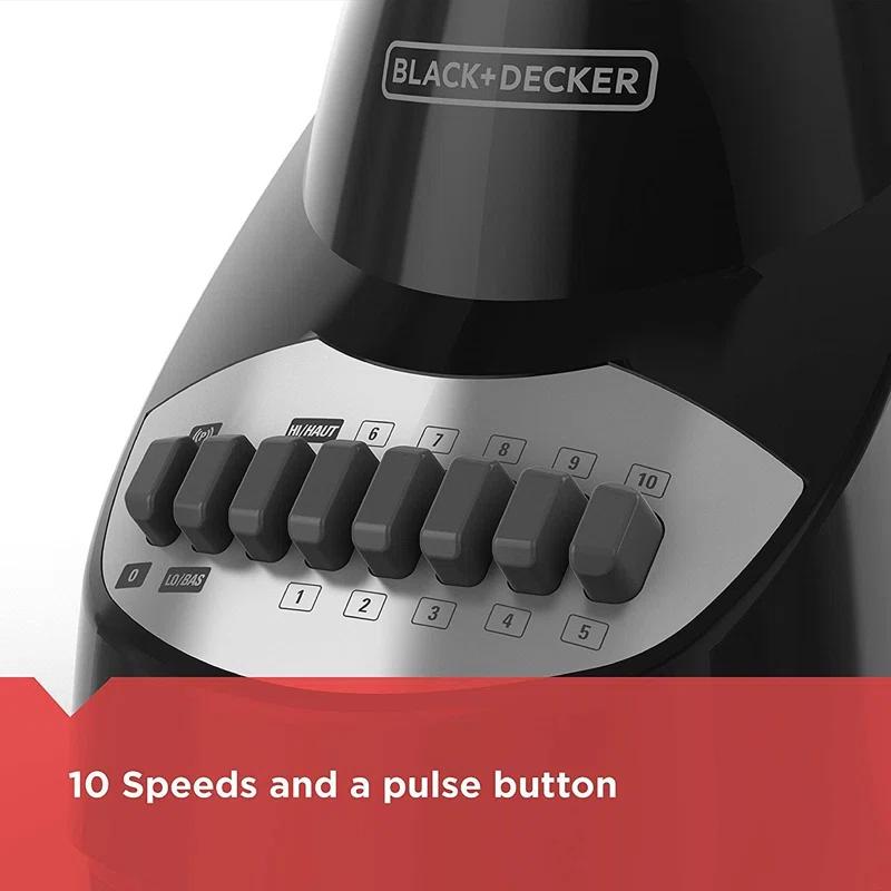 BLACK+DECKER BLACK+DECKER 10-Speed Countertop Blender, BL2010BG, 6-Cup Glass Jar, Dishwasher-Safe, Stainless Steel Blade, Suction Feet