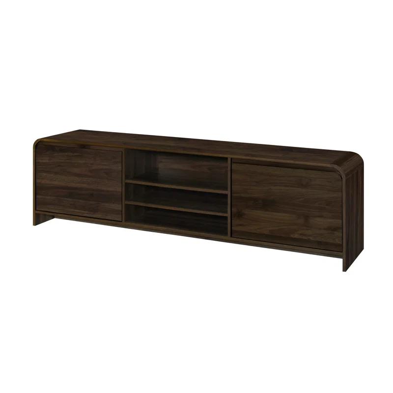 Benjara Maria TV Stand Media Cabinet, 2 Drawer And Shelves, Wood 71 Inch