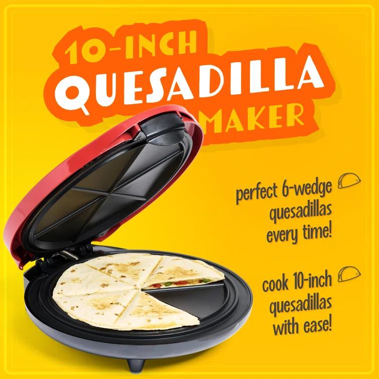 Nostalgia Taco Tuesday TCTEQM10RD 10 In. Electric Quesadilla Maker