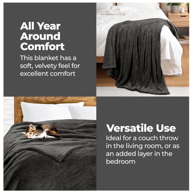 Superior Superior Solid Polyester Reversible All-Season Fleece Throws Blanket