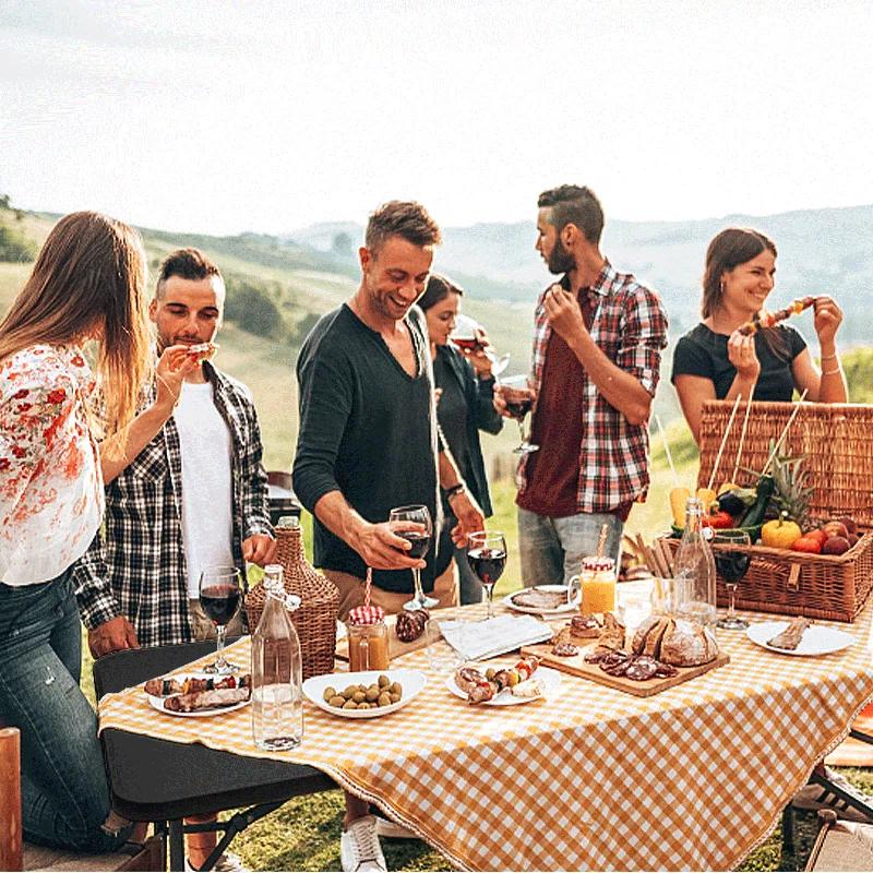 Bring Home Furniture 8Ft Heavy Duty Folding Table, Indoor Outdoor Portable Plastic Picnic Desk with Steel Legs and Handle