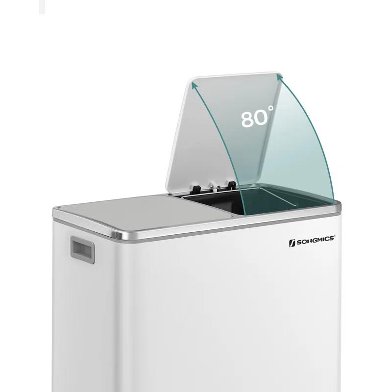 Songmics 2 x 8 Gallon Stainless Steel Multi-Compartments Trash Can with 15 trash bags
