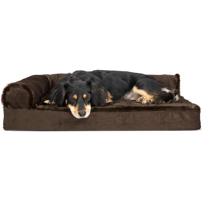 FurHaven Plush & Velvet Deluxe L-Chaise Orthopedic Pet Bed