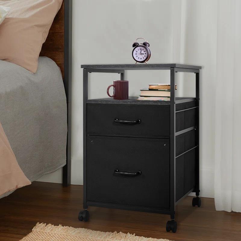 17 Stories Dacie Mobile File Cabinet with Fabric Drawers, Rolling Printer Stand, Vertical Filing Cabinet for Home Office, A4/Letter Size, Nonwoven Drawers