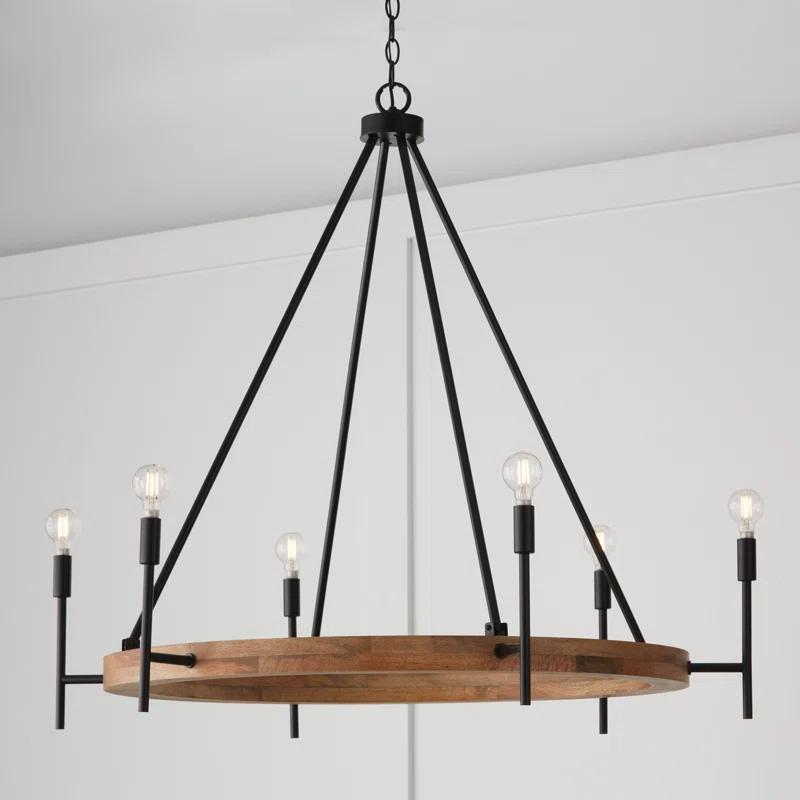 Capital Lighting Jonah 6 - Light Dimmable Wagon Wheel Chandelier
