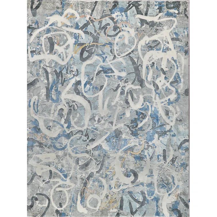 Exquisite Rugs Gianni Handmade Hand Loomed Wool/Bamboo Silk Blues/Silver/Ivory Area Rug
