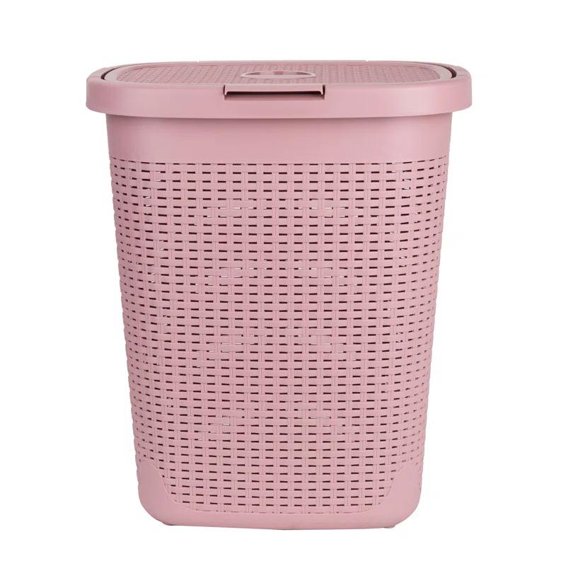 Mind Reader Mind Reader 40L Slim Laundry Hamper, Clothes Basket, Lid, Wicker Design, Plastic
