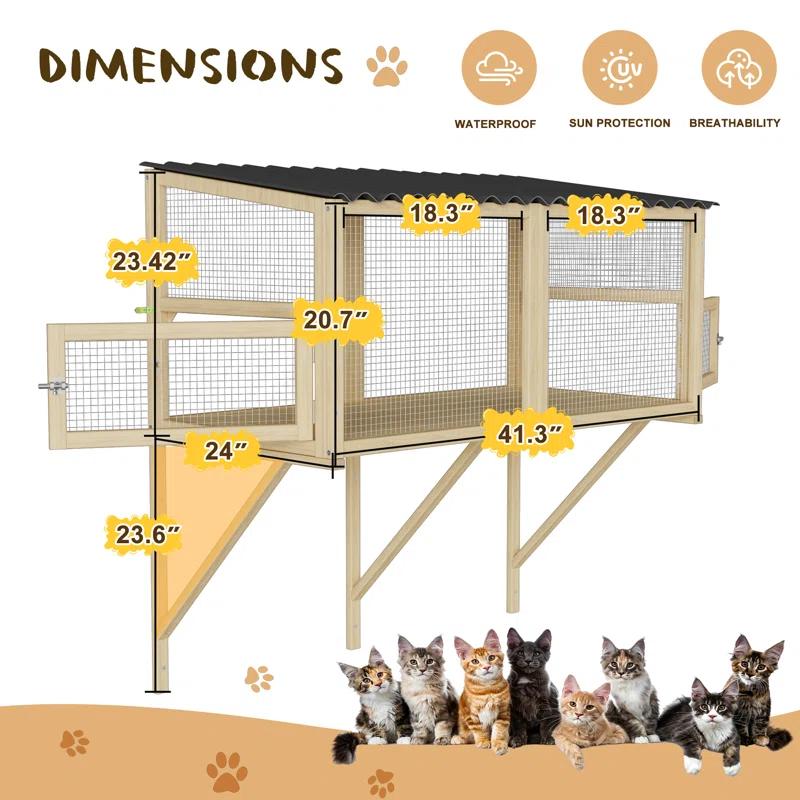 Tucker Murphy Pet™ Cat Catio,Cat Window Perch for Large Indoor Cats - Expandable Wooden Cat Window Box Enclosure for Multi Cats,