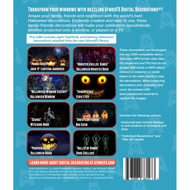 Holiscapes Halloween Digital Decoration on USB Includes 8 Atmosfx Video Effects For Halloween