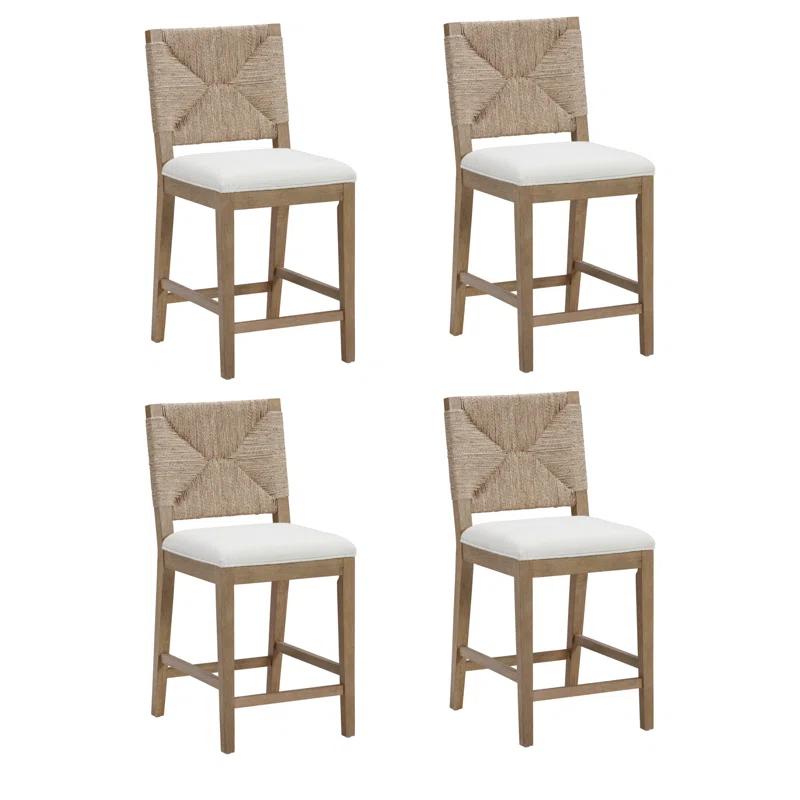 Nathan James Beacon Upholstered Counter Stool with Solid Wood Frame
