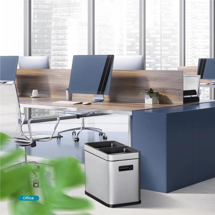 Home Zone Living Home Zone Living Open Top Trash Can Dual Removable Liners for Trash and Recycling Stainless Steel