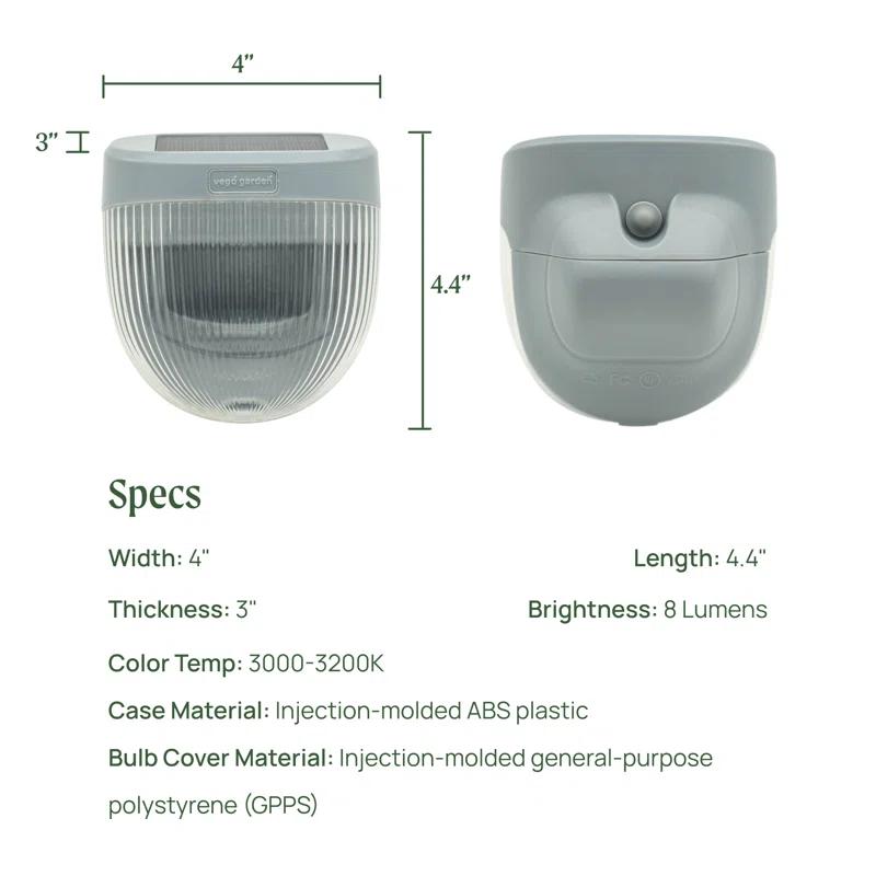 Vego Garden Add ons Rippled Outdoor Waterproof Solar Powered Integrated LED Deck Light Pack (Set of 8)