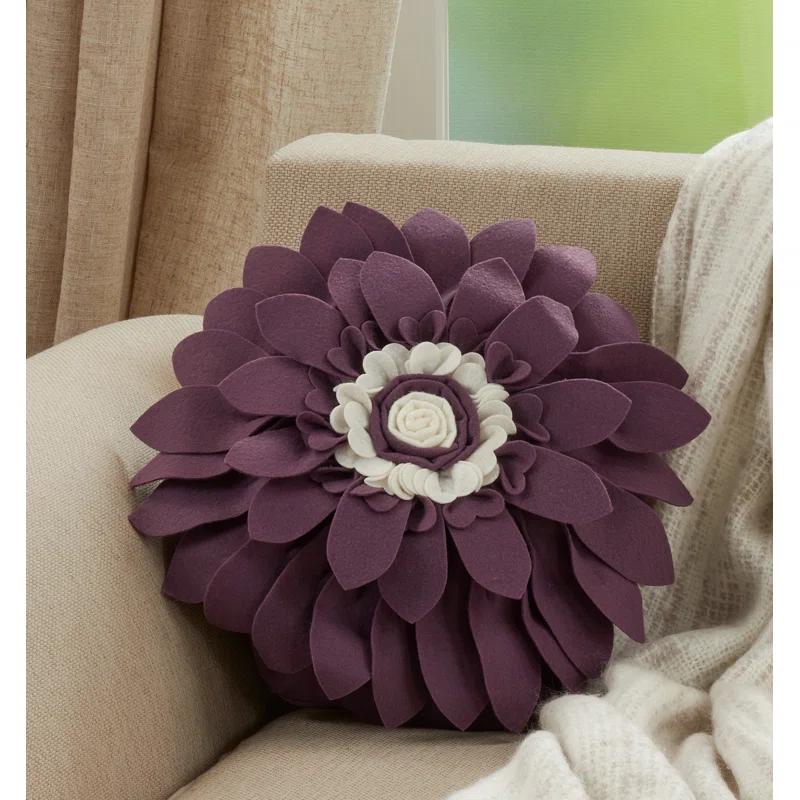 Saro Fleur De Jardin Collection Appliqued Throw Pillow
