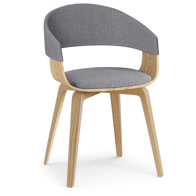 Lowell Bentwood Upholstered Dining Chair with Curved Backrest in Mid-Century Modern Style