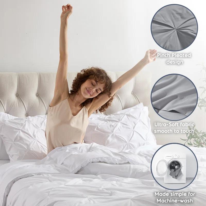 Nestl Bed-in-A-Bag Pleated Comforter Set with Bed Sheets