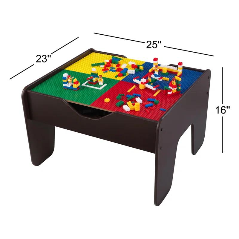 KidKraft 2-in-1 Wooden Activity Table with Board, Train Set and 195 Bricks