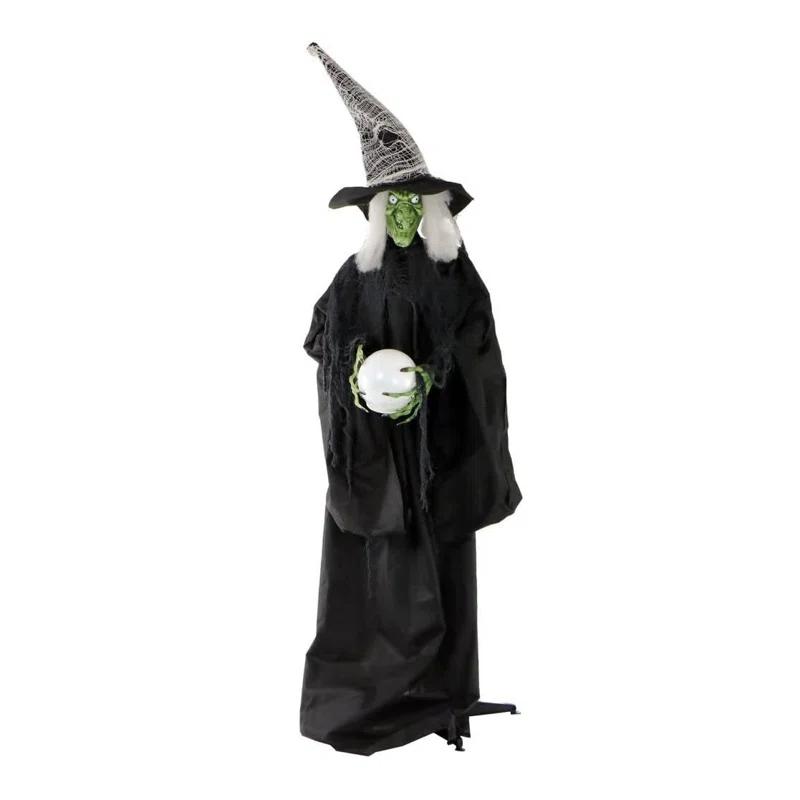 Haunted Hill Farm Lifesize Witch Prop with Lights and Sound, Indoor/Covered Outdoor Halloween Decoration