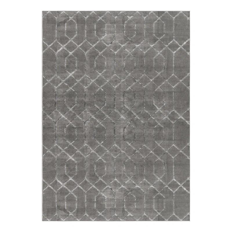 Marilyn Monroe Glam Geometric Gray Silver Area Rug
