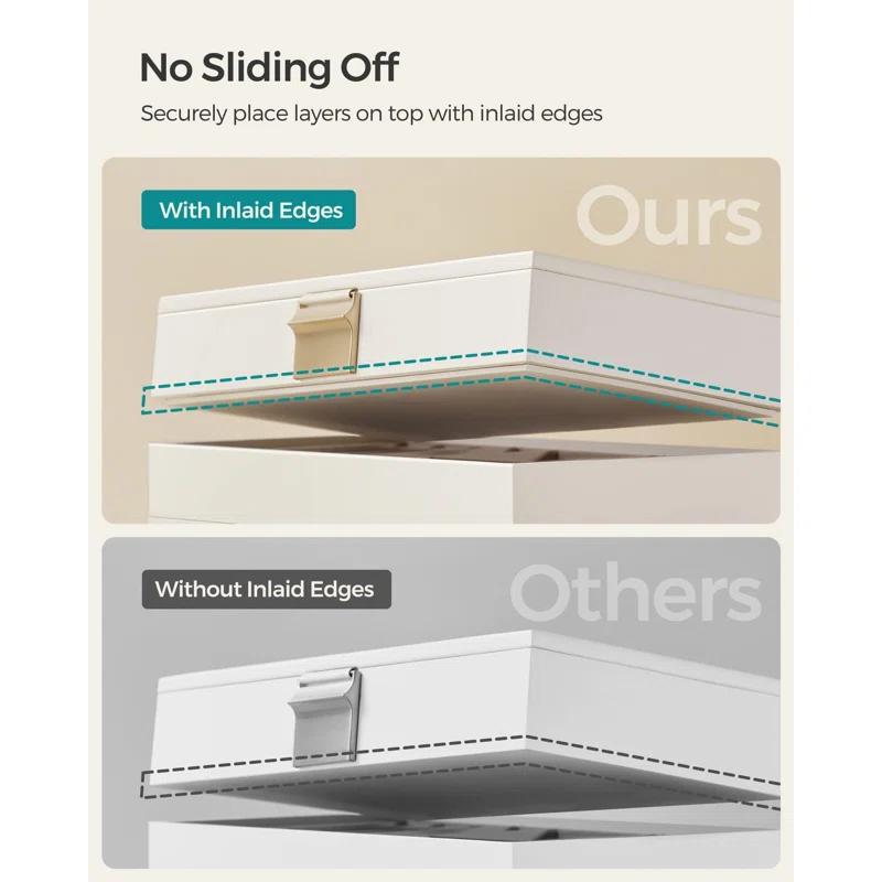 Latitude Run® Stackable Jewelry Trays, 4-Tier Jewelry Box, Drawer Jewelry Organizer, With Glass Lid, Removable Dividers, For Vanity Table, 6.7 X 11 X 7.2 Inches, Cloud White