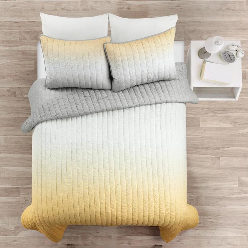 Crinkle Ombre Microfiber Quilt Set