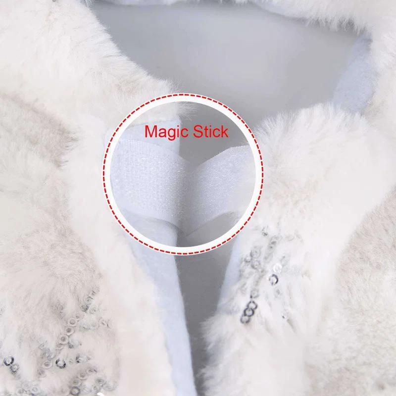 Deago 35.4 Inch Christmas Tree Skirt White Faux Fur Snowflake Tree Skirt for Christmas Decoration