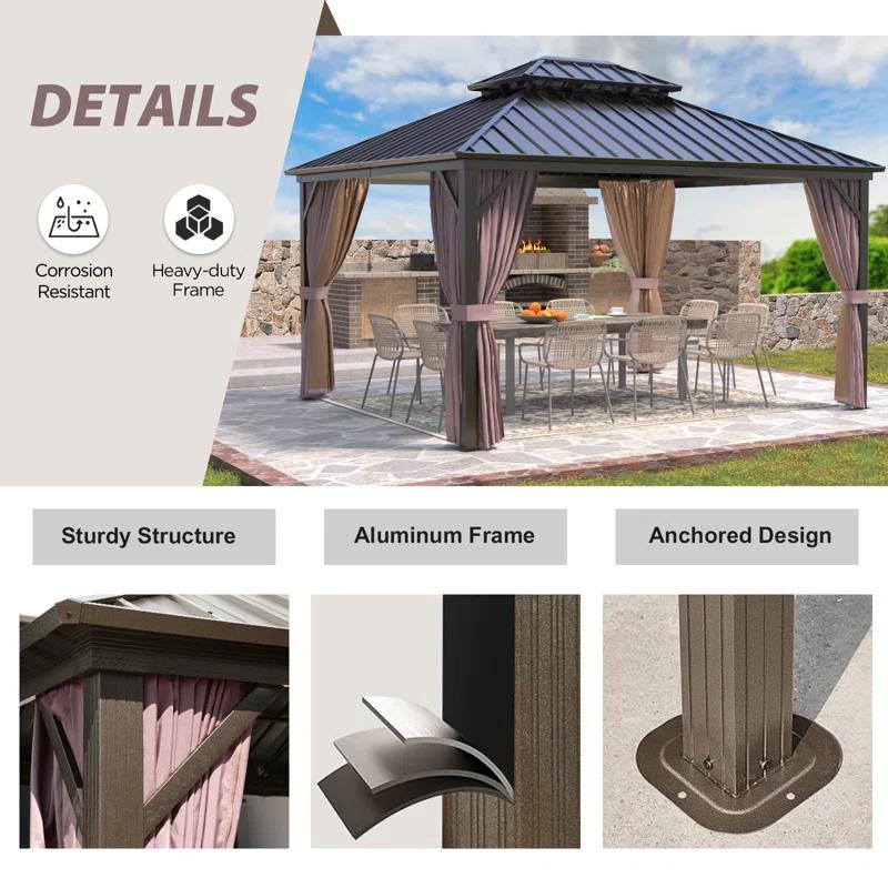 EAGLE PEAK Outdoor Aluminum Frame Hardtop Patio Gazebo