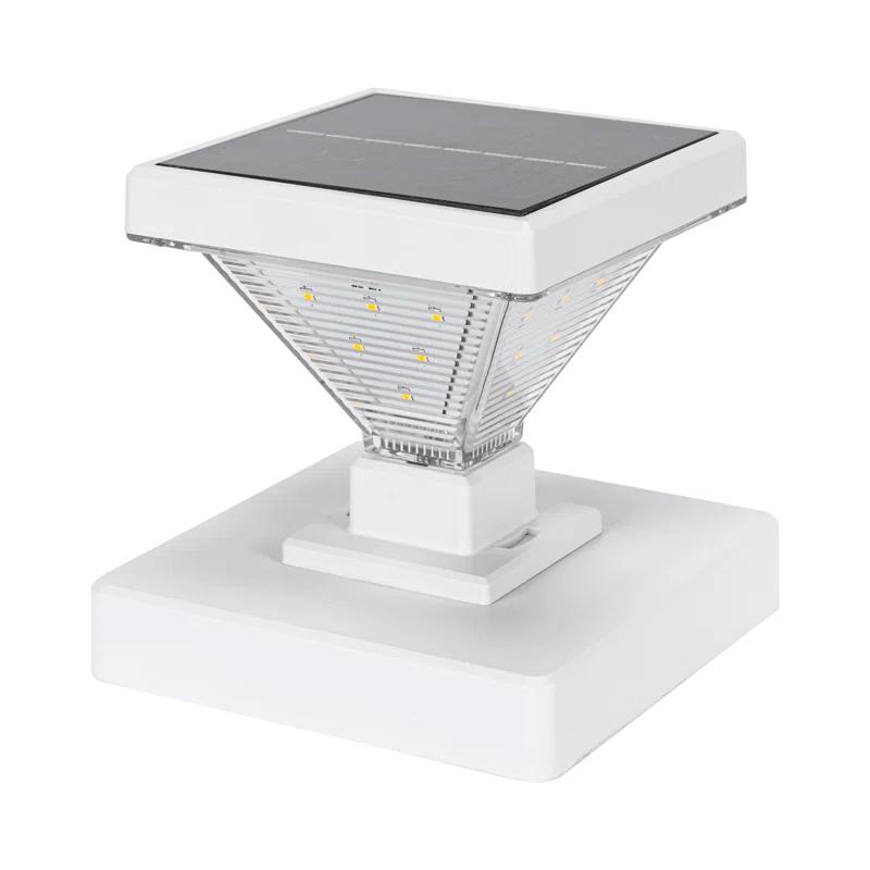 Gama Sonic Luxor Black 4x4 and 5x5 Solar LED Deck Post Cap Light with Warm White and Hi/Lo Mode for Backyard and Wood Fence(2-Pack) (Set of 2)
