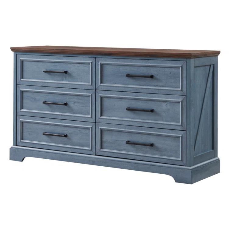 Lark Manor™ Ursula 52"W Farmhouse 6 Wide Drawer Dresser, Bedroom Chest of Drawers With  Anti-Tip Design