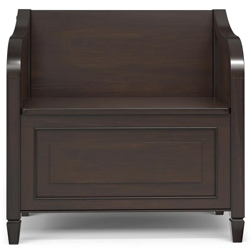 Simpli Home Connaught 30"W Solid Wood Small Entryway Storage Bench with Lift-Top Lid and Hidden Storage Compartment