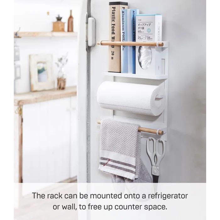 Yamazaki Tosca White Magnetic Kitchen Organization Rack