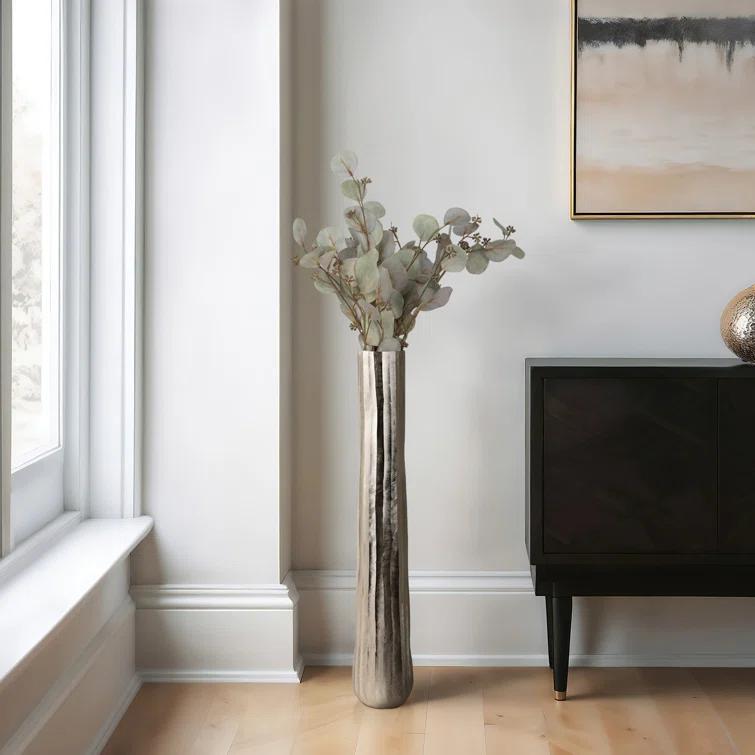 Sagebrook Home 58" Rounded Etched Metal Floor Vase, Silver | Perigold