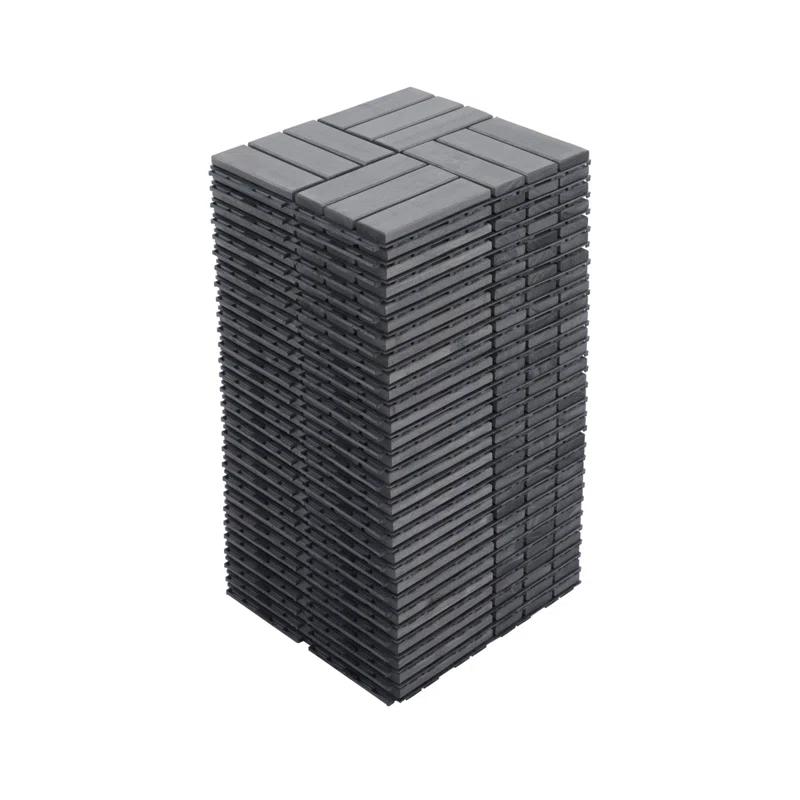 Go Peak Track 20 PCS Interlocking Deck Tiles Checker Pattern, 12" X 12" Square Light Gray Acacia Hardwood Outdoor Flooring For Patio, Bancony, Pool Side,...