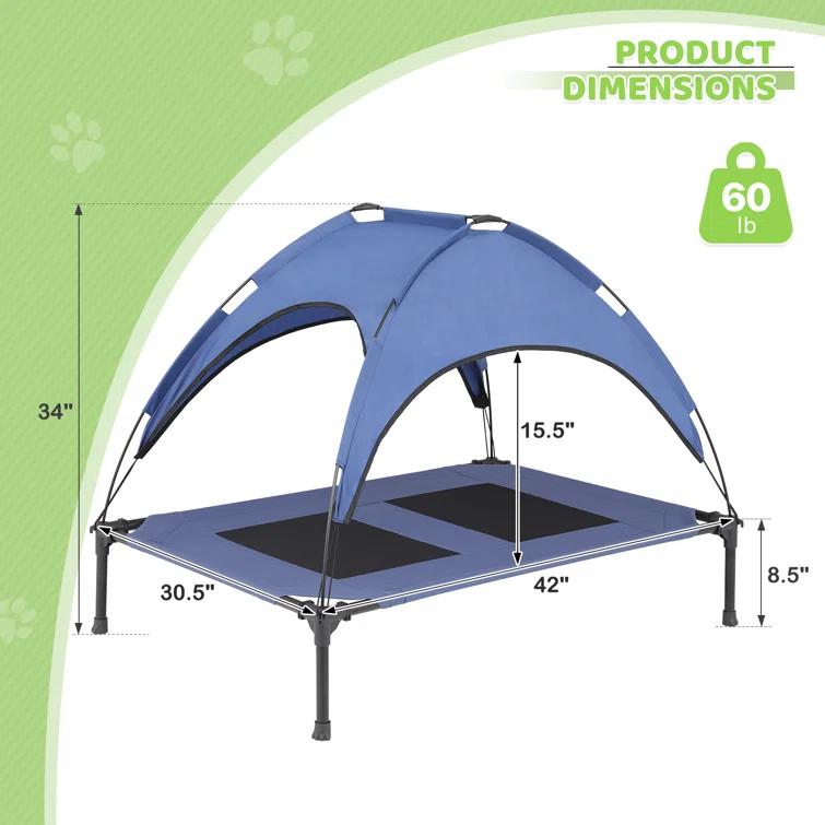 Tucker Murphy Pet™ Elevated Dog Bed With Canopy, Outdoor Dog Cot With Removable Canopy Shade Tent, Raised Pet Cot