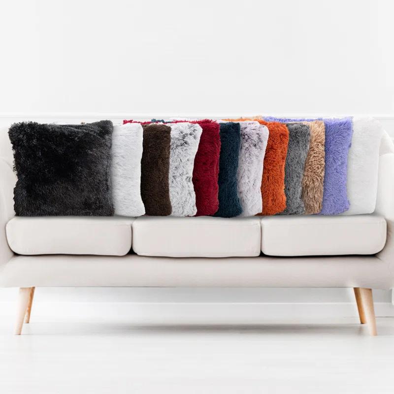 Cheer Collection Faux Fur Throw Pillow (Set of 2)