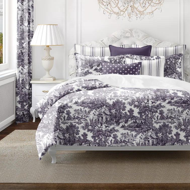 6ix Tailors Fine Linens Au Village Toile Eggplant