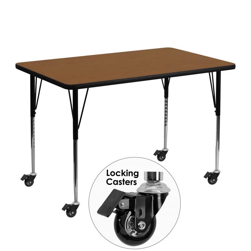 Flash Furniture Goddard Mobile 24''W x 48''L Rectangular HP Laminate Activity Table - Adjustable Legs