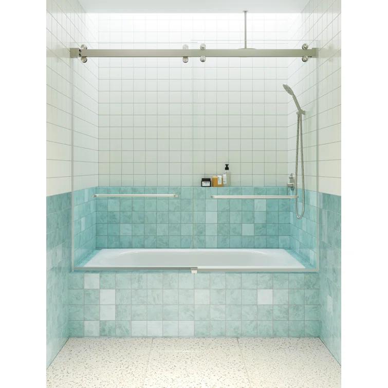 Glass Warehouse Polaris 60 in. x 66 in. Fully Frameless Sliding Bypass Bathtub Door B-2DSL60-66-BN