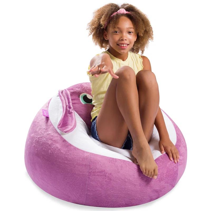 Posh Creations Animal Bean Bag Chair Structured Comfy, Cozy and Soft Filled Kid Bean Bag Lounger Seat for Gaming, Reading and Watching TV, for Children, Multiple Faux Fur Animal Chair Designs