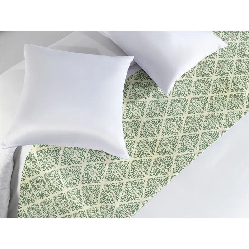 Ambesonne Ambesonne Abstract Green Bed Runner Victorian Damask Art Jade Green Pastel Green