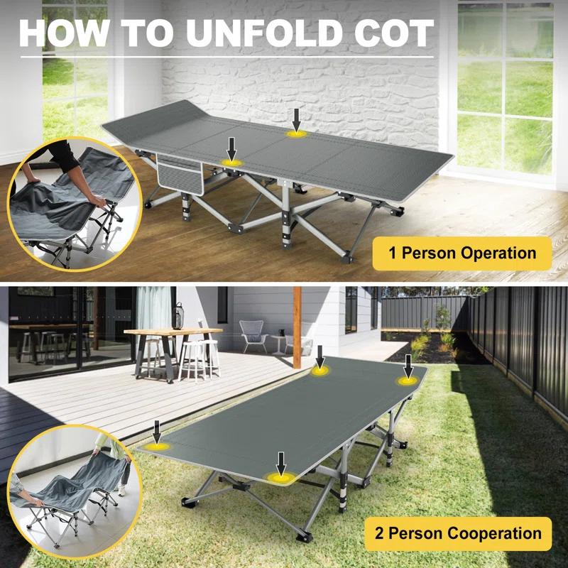 Suteck Folding Camping Cot Portable Outdoor Heavy Duty Sleeping Cot with Mattress and Carry Bag