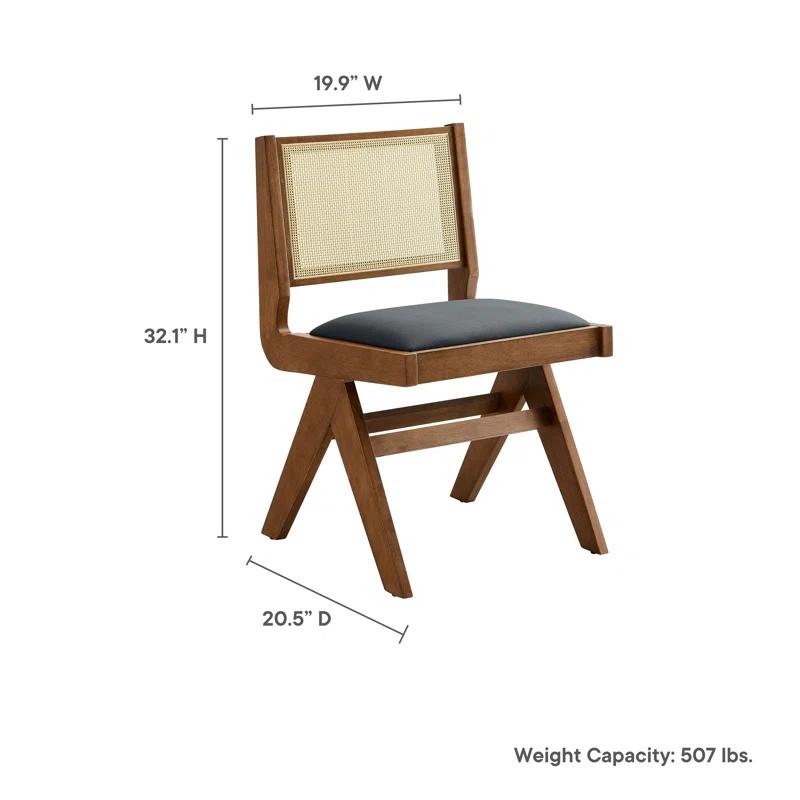 Modway Thera Vegan Leather And Cane Dining Side Chairs Set Of 2