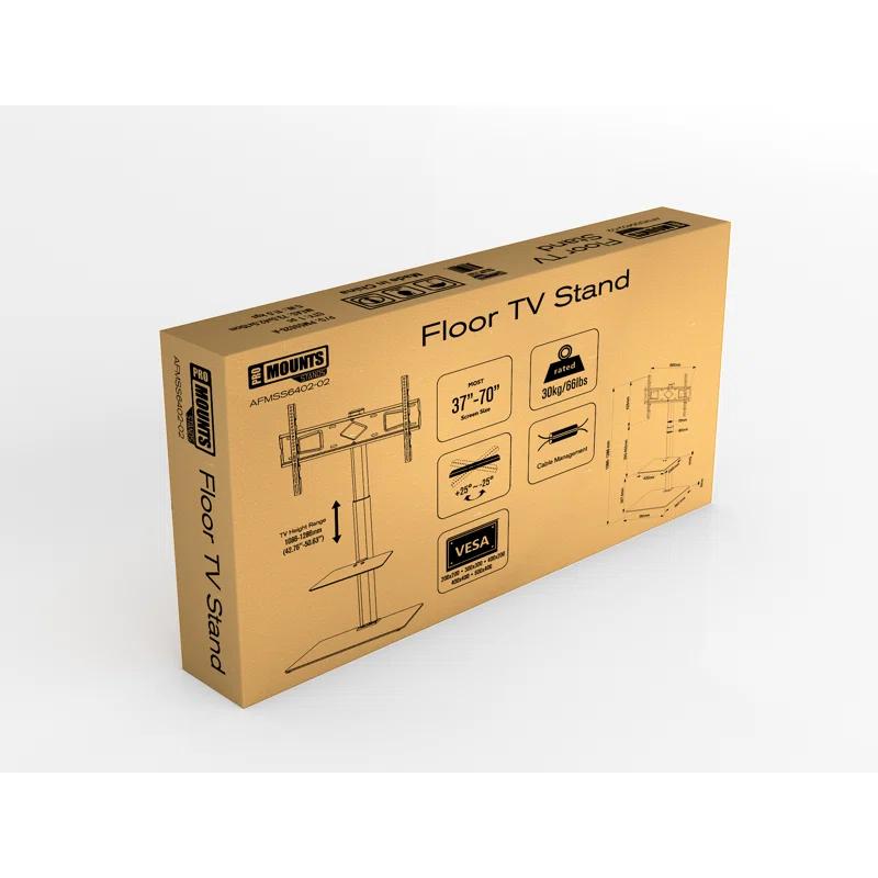 ProMounts Premium Swivel Floor Stand TV Mount with Shelf for 37 to 72 Inch Screens, Holds up to 88Lbs