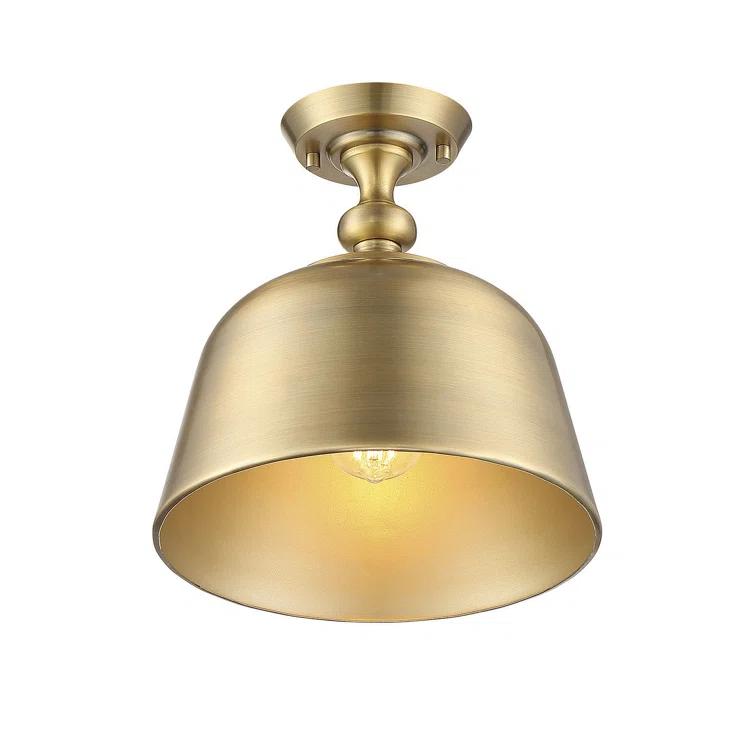 Greyleigh™ Salcombe 1-Light 12'' Simple Dome Semi Flush Mount in Warm Brass