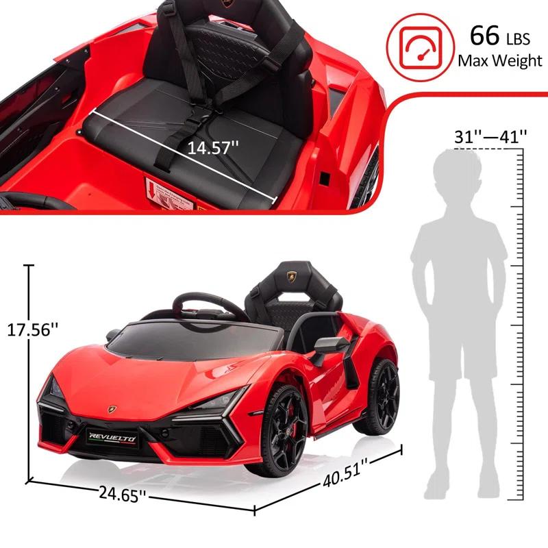Hetoy 12V Kids Ride On Car, Licensed Lamborghini Revuelto Electric Car For Kids