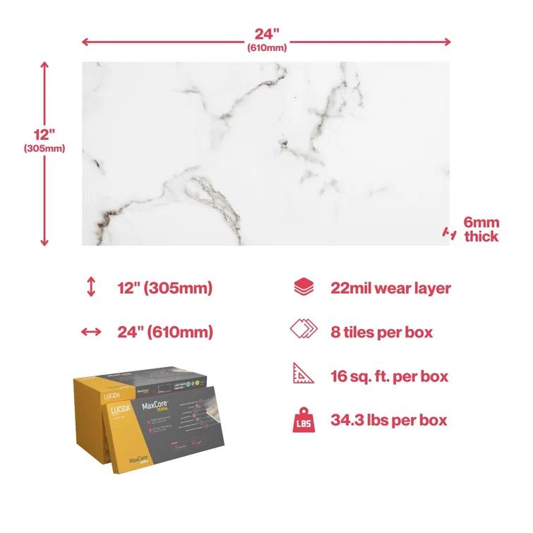 Lucida USA MaxCore Terra 22mil x 12" W x 24" L Click Lock Vinyl Tile Flooring