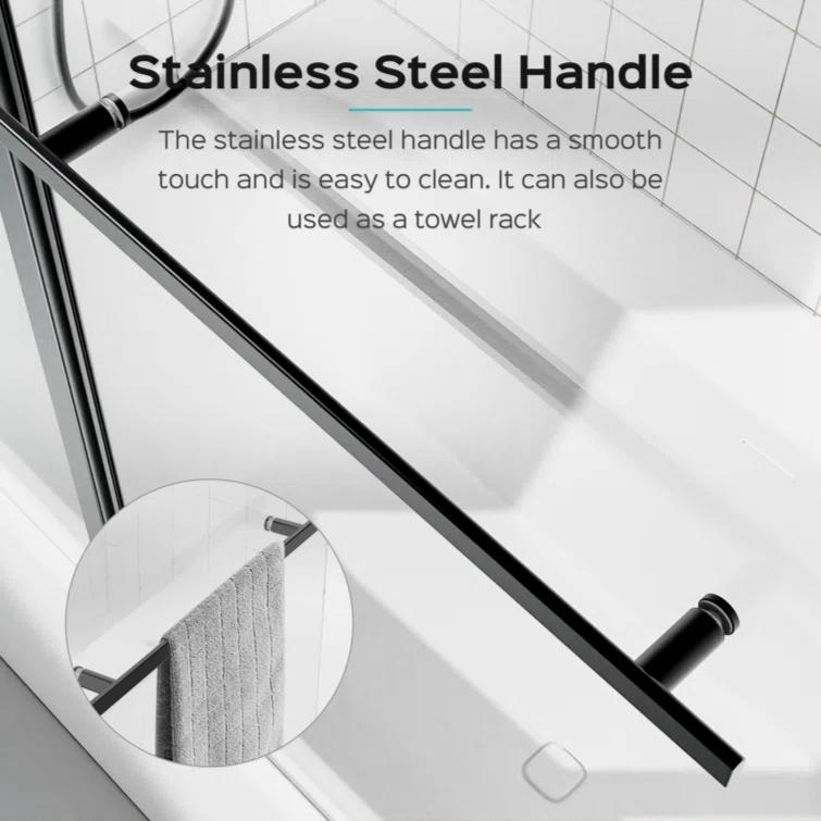 KUNMINGZHUHE 43 In. W * 58 In. H Frameless Folding Shower Doors For Bathtub, 1/4" (6Mm) Thick SGCC Tempered Glass Door, Bathroom Pivot Tub Glass Door ZH2745-W1552P173134