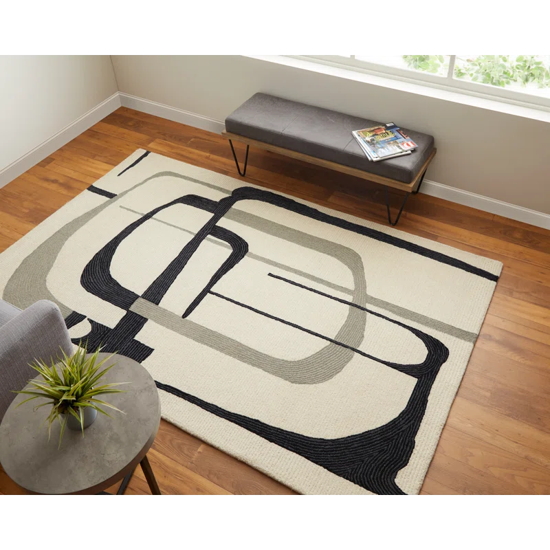Nobu Architectural Mid-Century Modern Area Rug