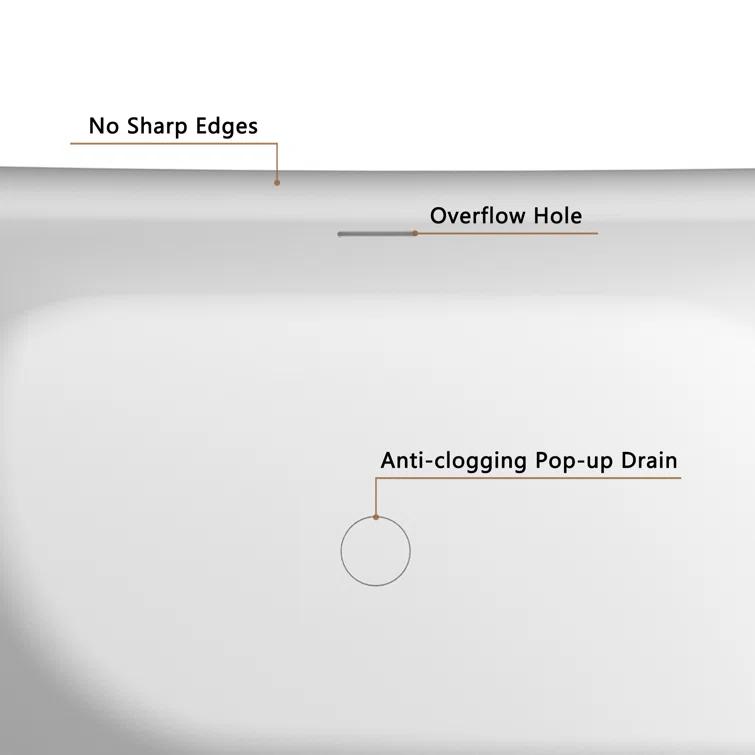 CASAINC Crescent 67.13"x 29.53" Solid Surface Stone Freestanding Soaking Bathtub CA06004S67MW